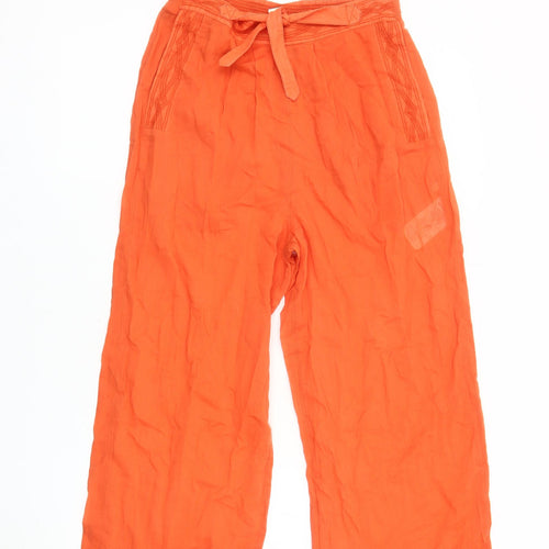 Whistles Women's Orange Wide-Leg Trousers XS