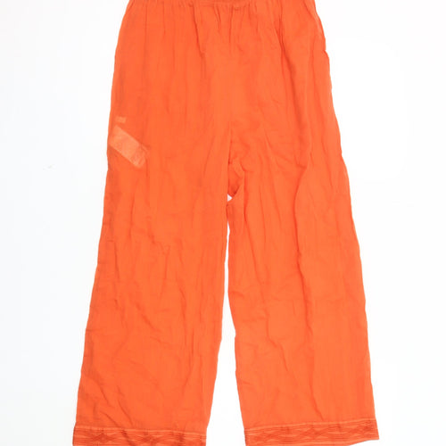 Whistles Women's Orange Wide-Leg Trousers XS