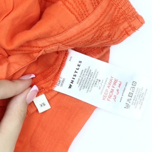 Whistles Women's Orange Wide-Leg Trousers XS