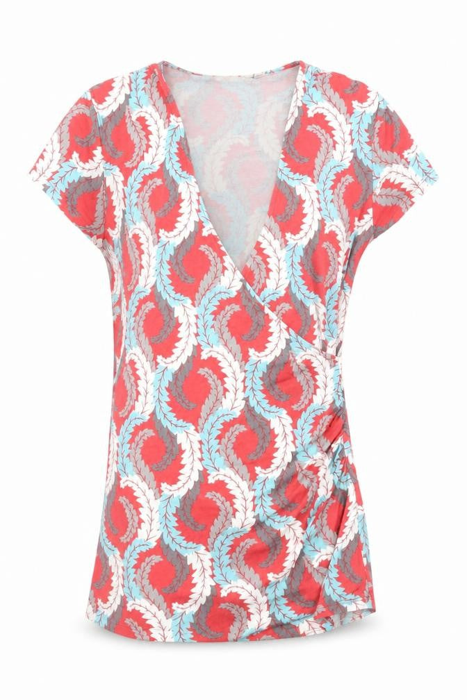 Front view of Boden Women's Wrap Blouse Multicoloured, size 10, Viscose