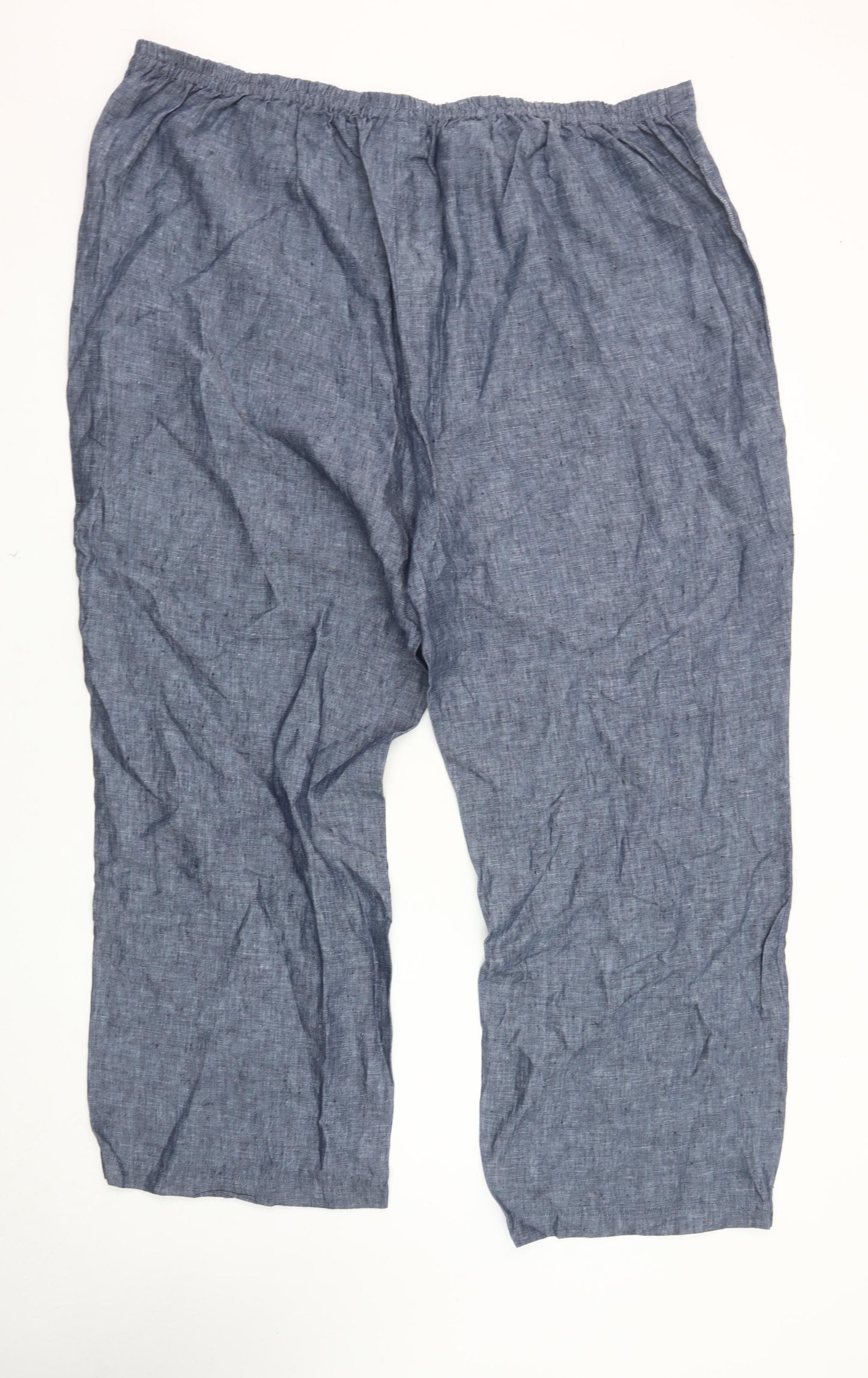 Ann Harvey Women's Blue Cropped Linen Trousers, Size 26