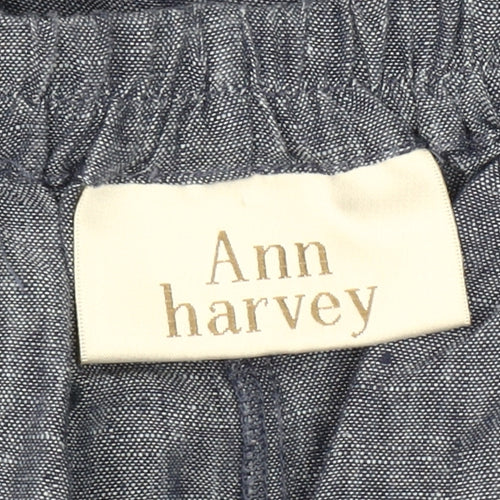 Ann Harvey Women's Blue Cropped Linen Trousers, Size 26