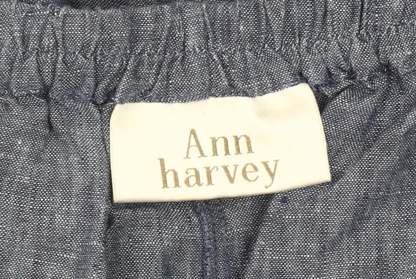 Ann Harvey Women's Blue Cropped Linen Trousers, Size 26