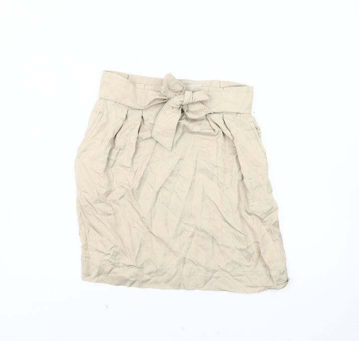 Zara Women's Beige Knee Length Bow Skirt, Size 12