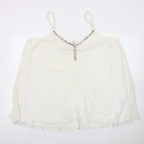 Joanna Hope Women's White Beaded Camisole Tank Top Size 22