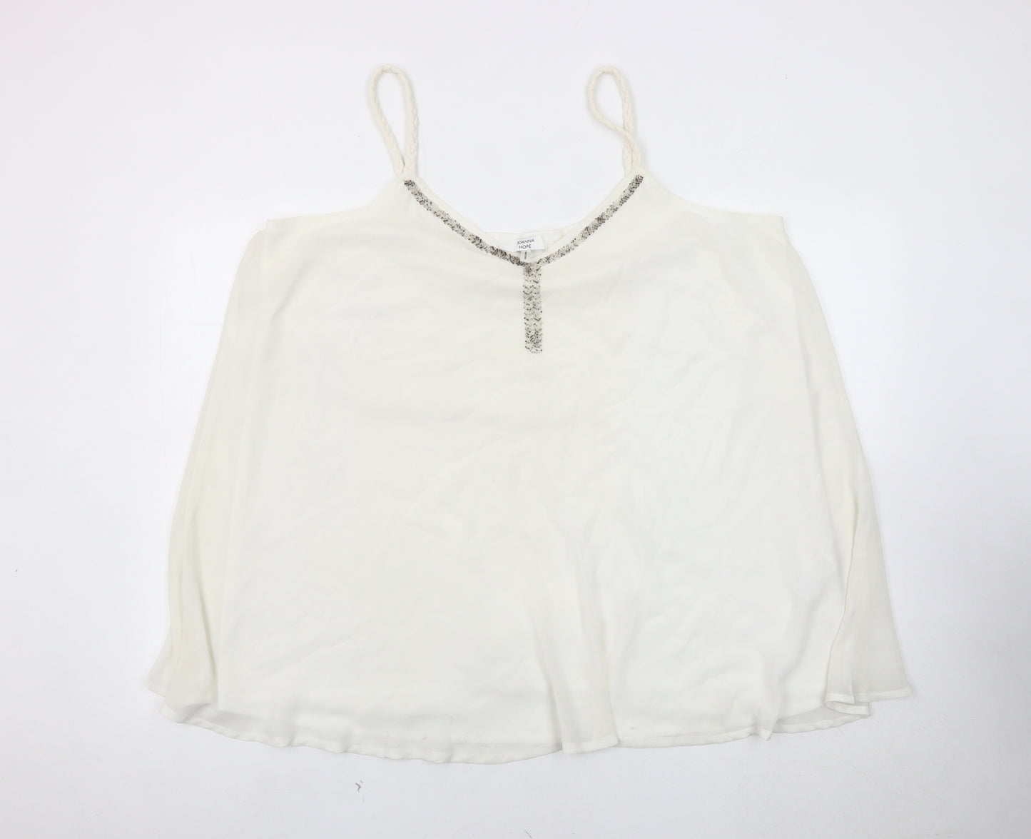 Joanna Hope Women's White Beaded Camisole Tank Top Size 22