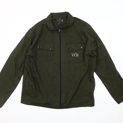 Voi Men's Green Basic Jacket L, Logo Accent, Zip Closure