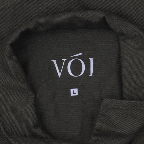 Voi Men's Green Basic Jacket L, Logo Accent, Zip Closure