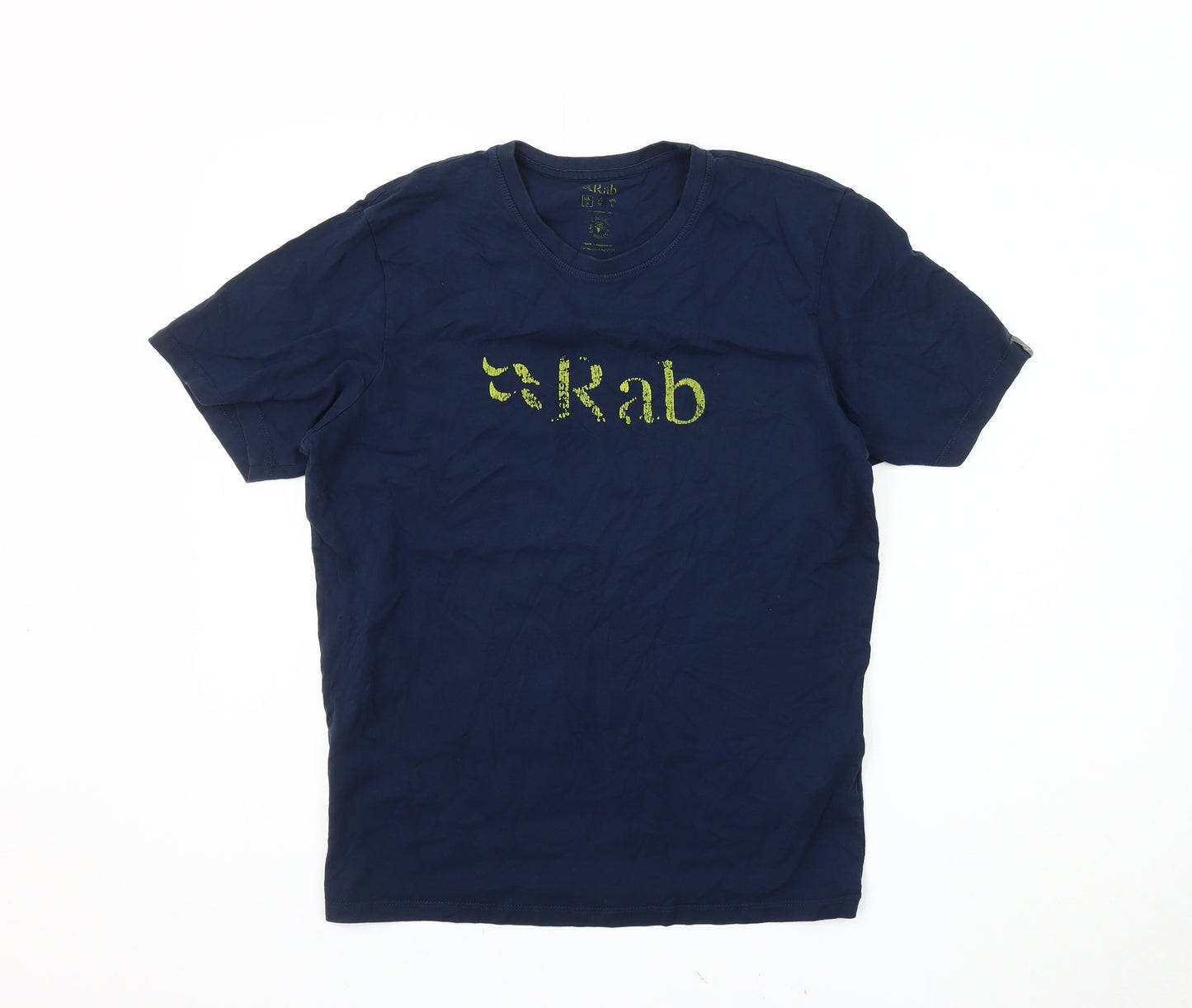 Rab Men's Blue Crew Neck T-Shirt, Size L, Logo Accent