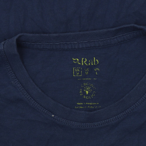Rab Men's Blue Crew Neck T-Shirt, Size L, Logo Accent