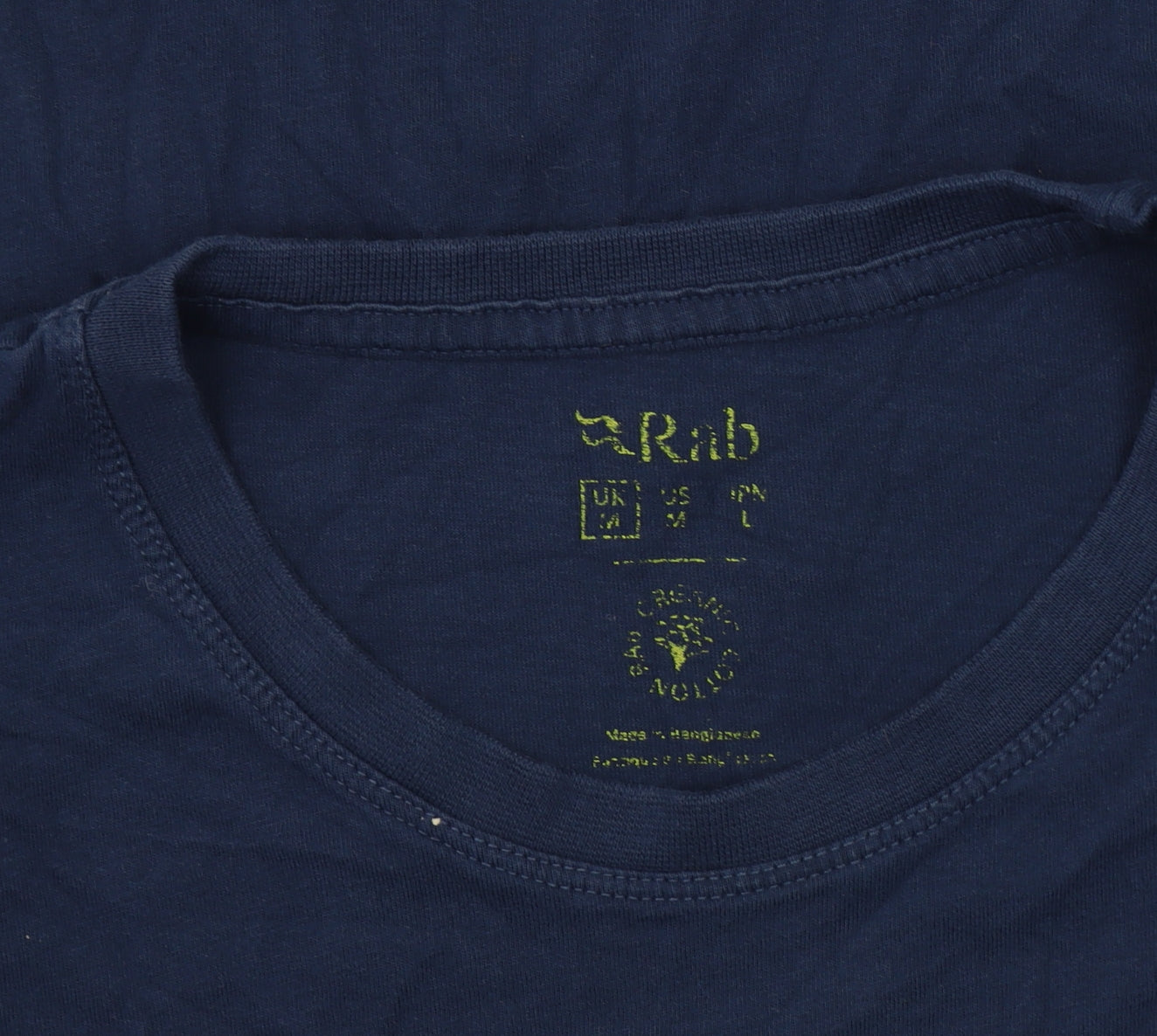 Rab Men's Blue Crew Neck T-Shirt, Size L, Logo Accent