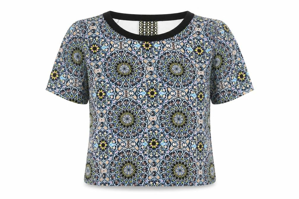 Front view of Warehouse Women's Multicolour Geometric Blouse, size 12
