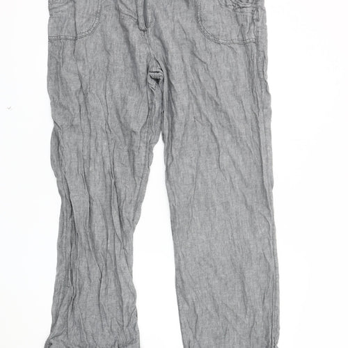 Debenhams Women's Grey Linen Trousers Size 18 Casual Summer