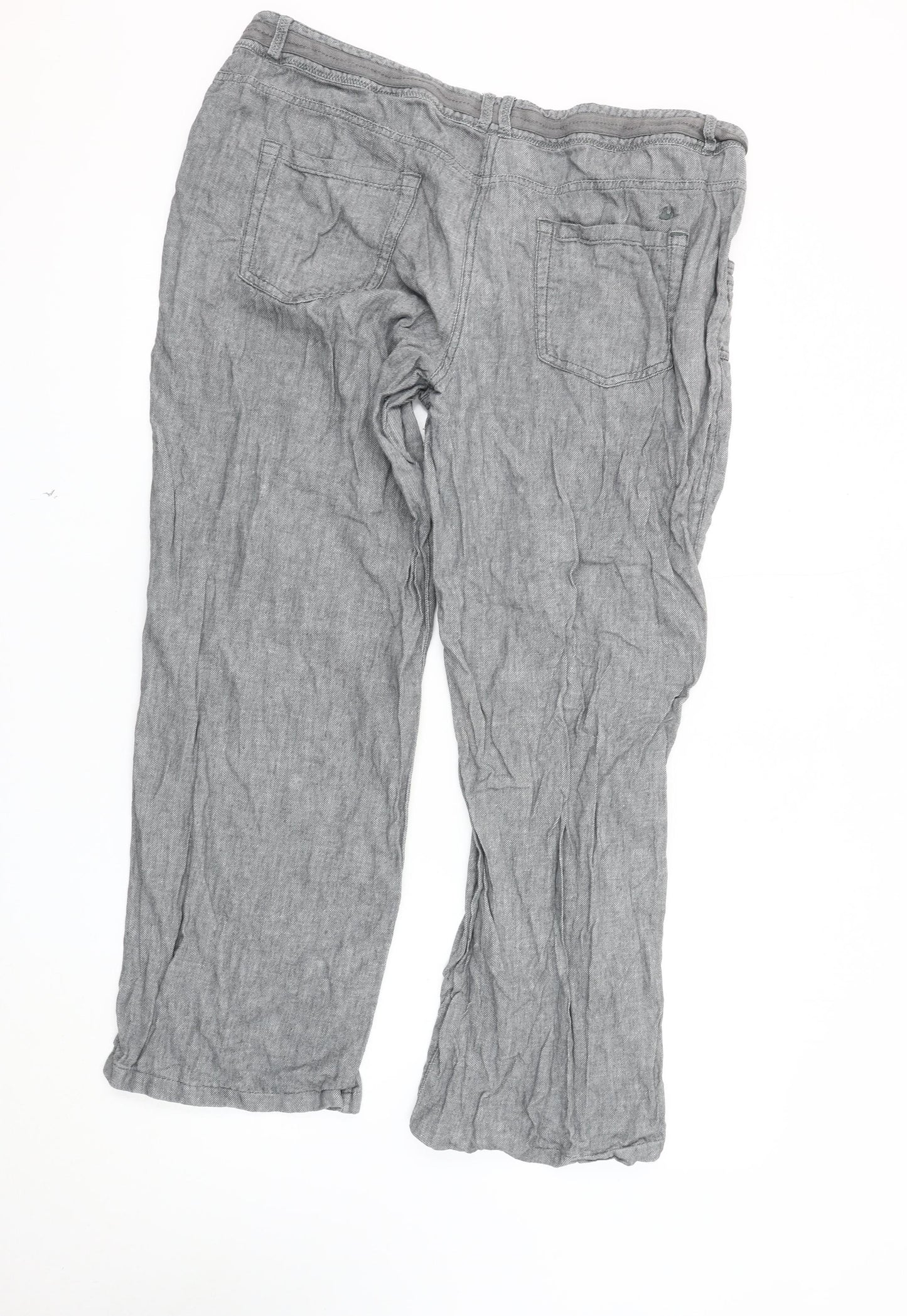 Debenhams Women's Grey Linen Trousers Size 18 Casual Summer