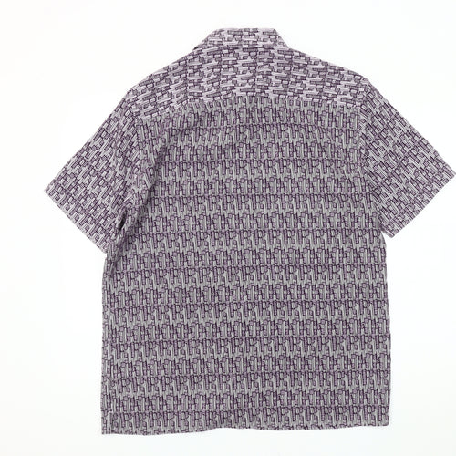 Marks and Spencer Men's Purple Geometric Relaxed Shirt M