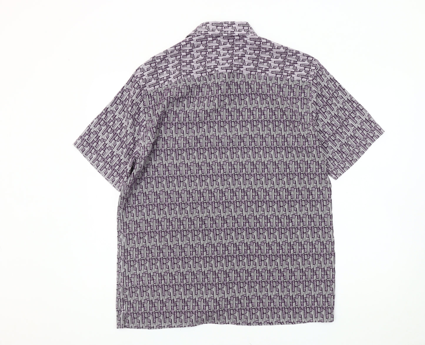 Marks and Spencer Men's Purple Geometric Relaxed Shirt M