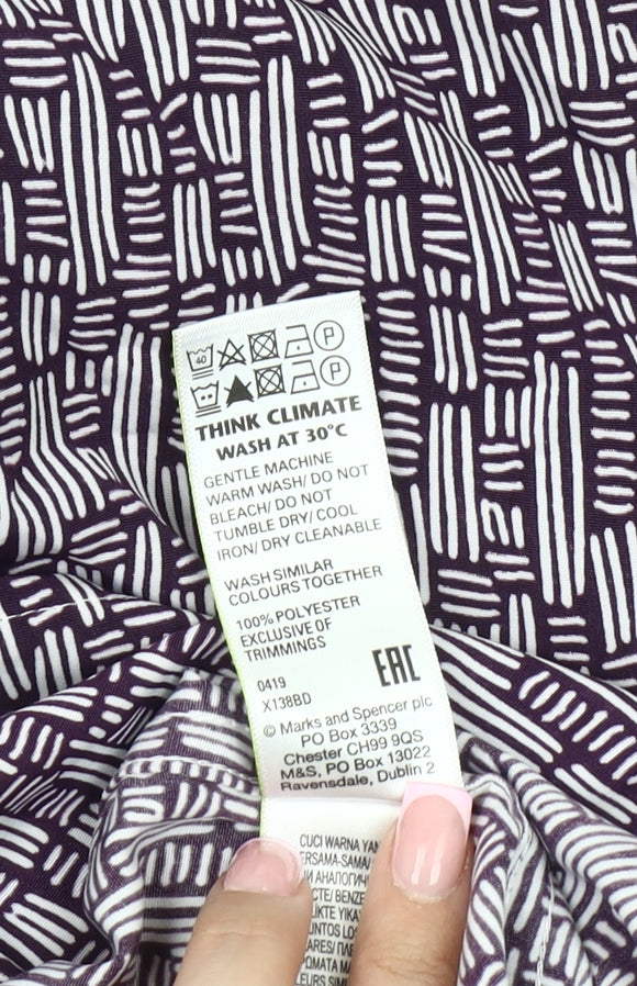 Marks and Spencer Men's Purple Geometric Relaxed Shirt M