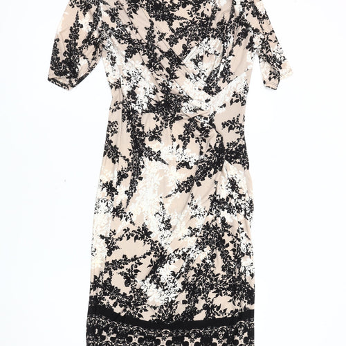 Marks and Spencer Women's Beige Floral Dress Size 10