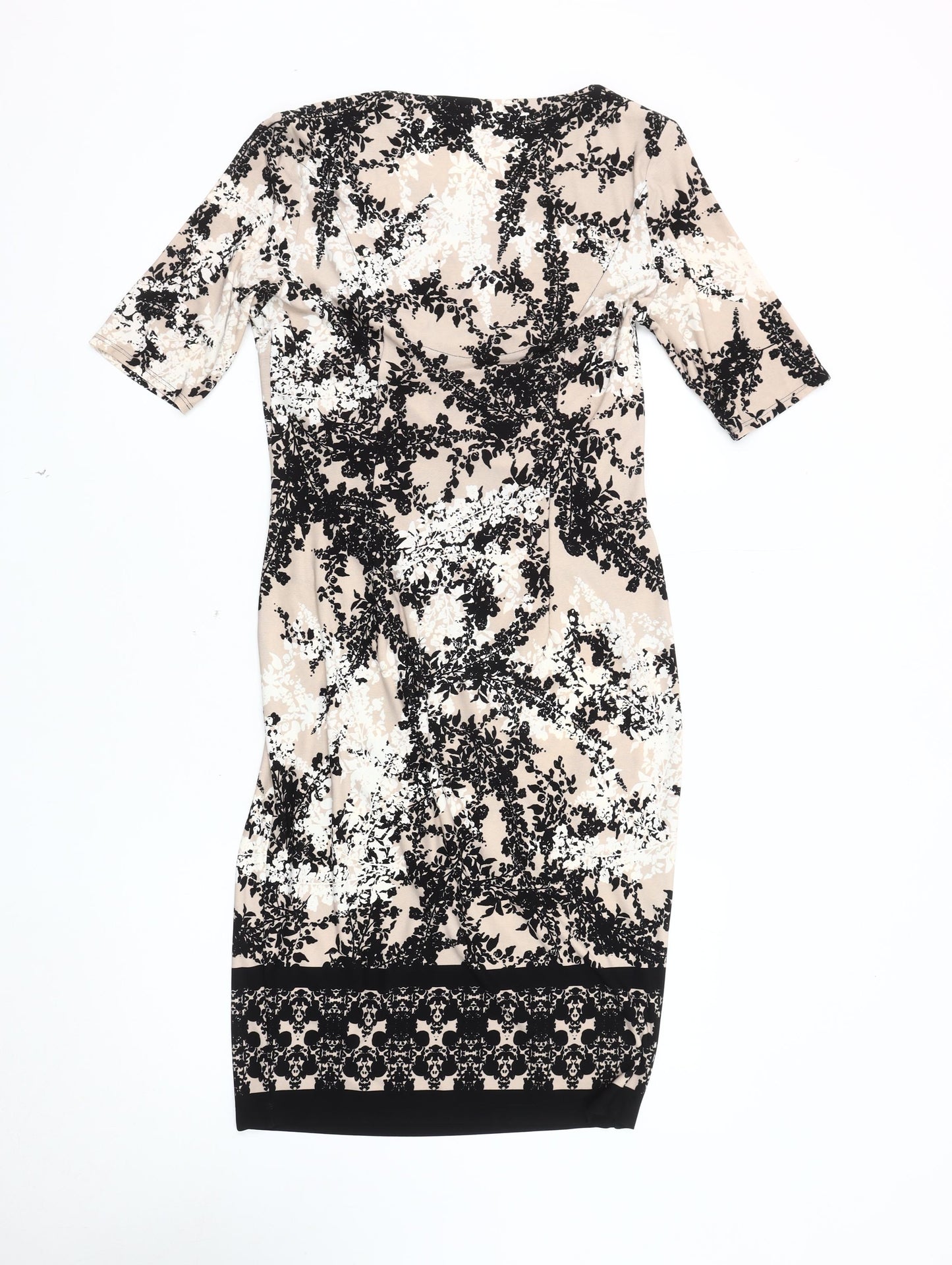 Marks and Spencer Women's Beige Floral Dress Size 10