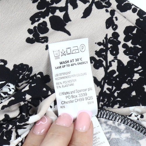 Marks and Spencer Women's Beige Floral Dress Size 10