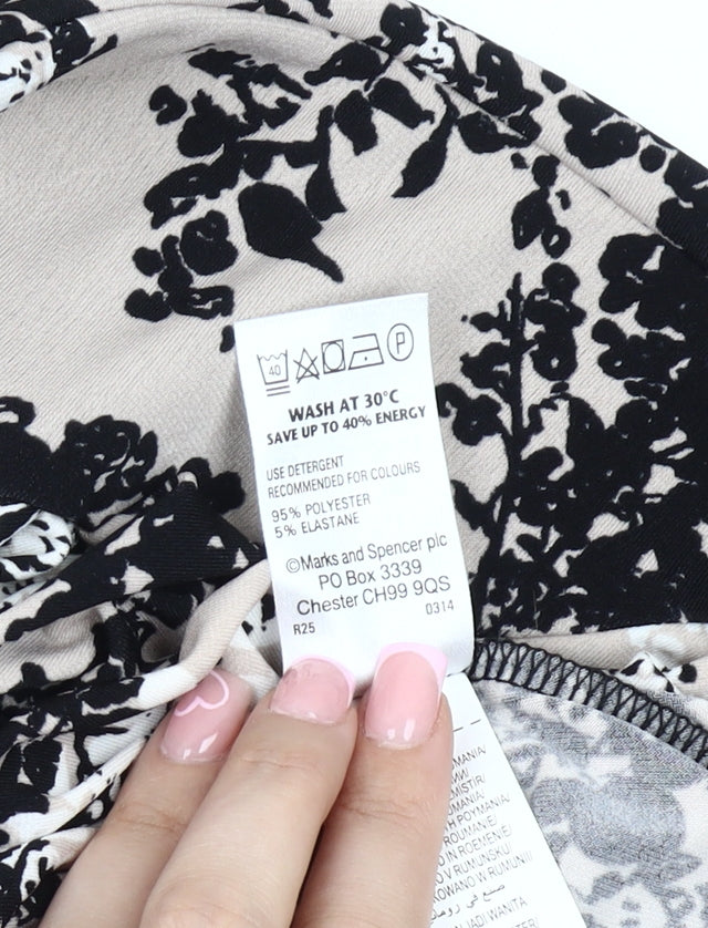Marks and Spencer Women's Beige Floral Dress Size 10