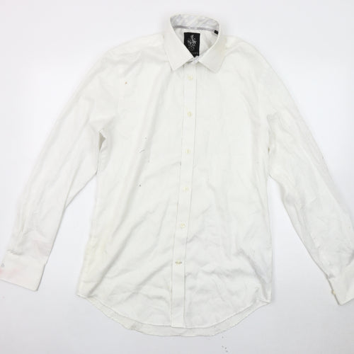 Jeff Banks Men's White Slim Fit Button-Up Shirt 15