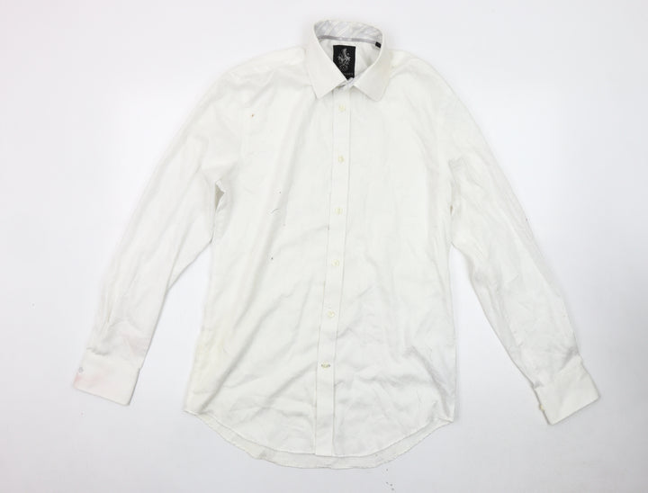 Jeff Banks Men's White Slim Fit Button-Up Shirt 15