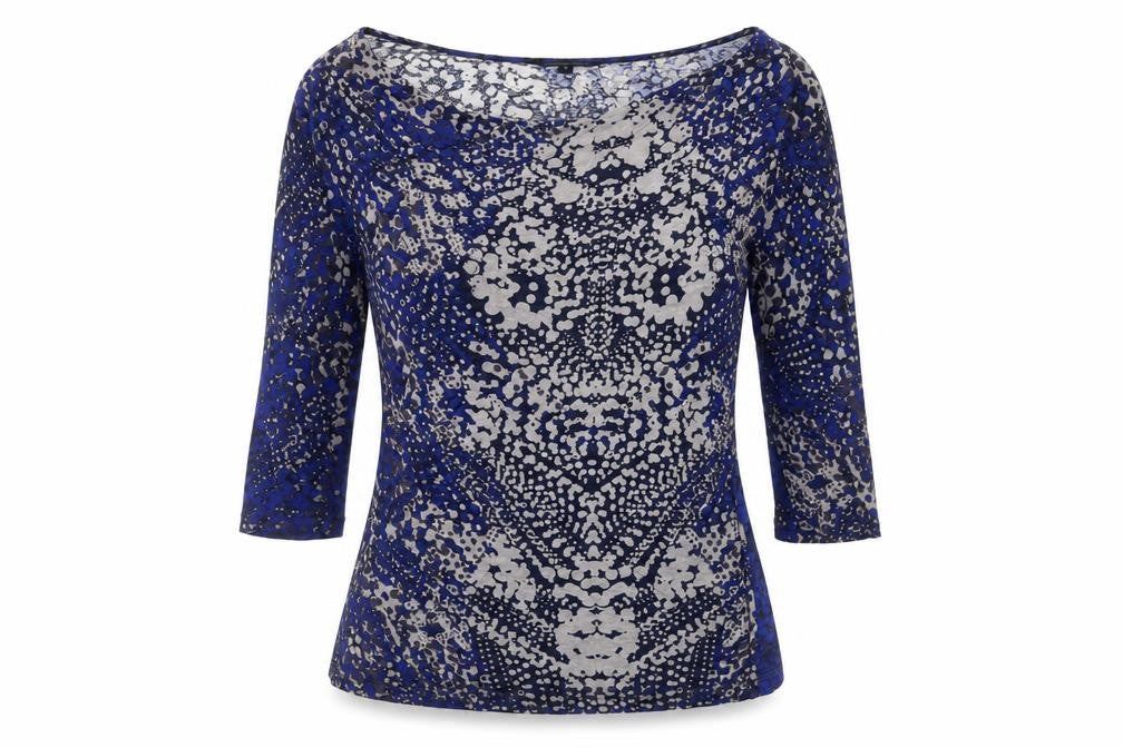 Front view of French Connection Women's Blue Blouse, size S, Elegant Style
