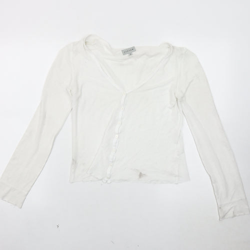 Jigsaw Women's White Cardigan, Small, Casual V-Neck Knit