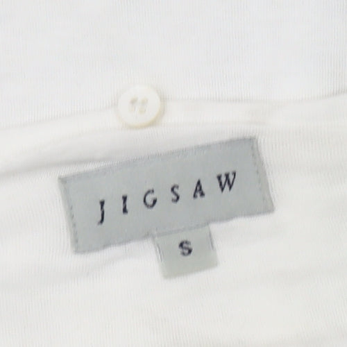 Jigsaw Women's White Cardigan, Small, Casual V-Neck Knit