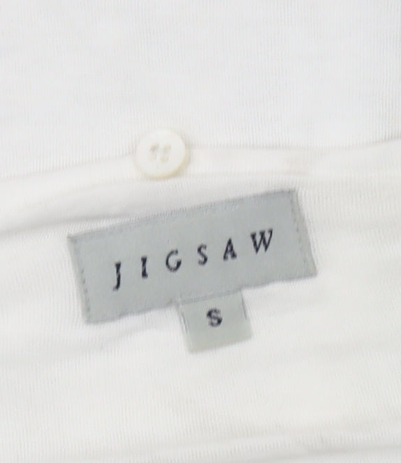 Jigsaw Women's White Cardigan, Small, Casual V-Neck Knit