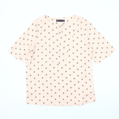 Marks and Spencer Women's Pink Floral Blouse - Size 8