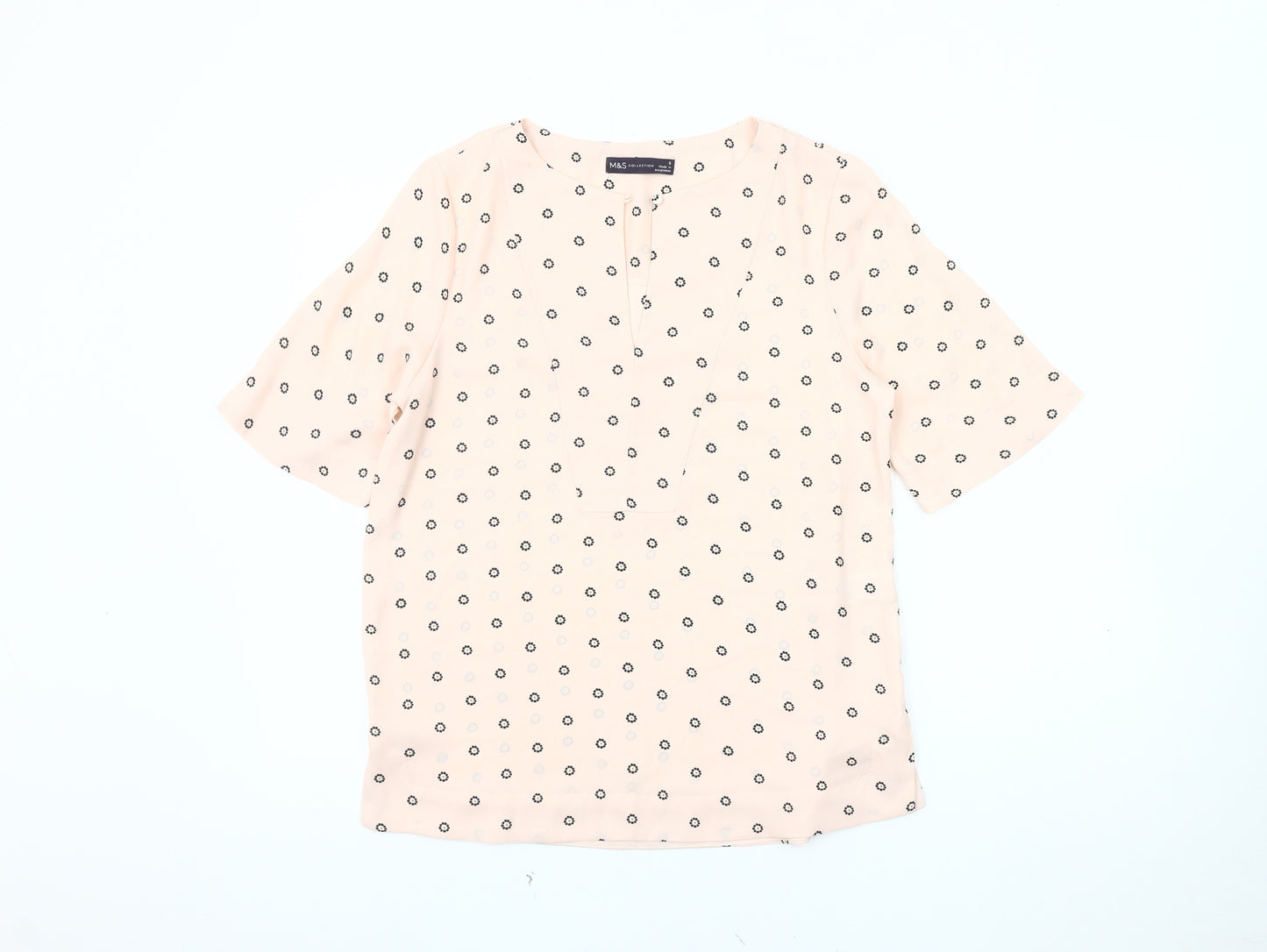 Marks and Spencer Women's Pink Floral Blouse - Size 8