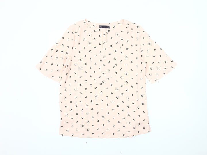 Marks and Spencer Women's Pink Floral Blouse - Size 8