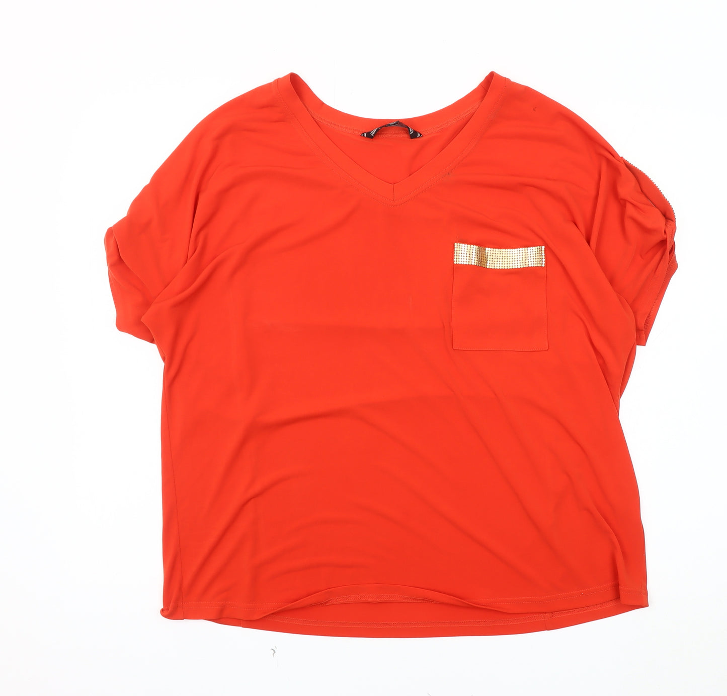 Joanna Hope Women's Orange V-Neck T-Shirt Size 18