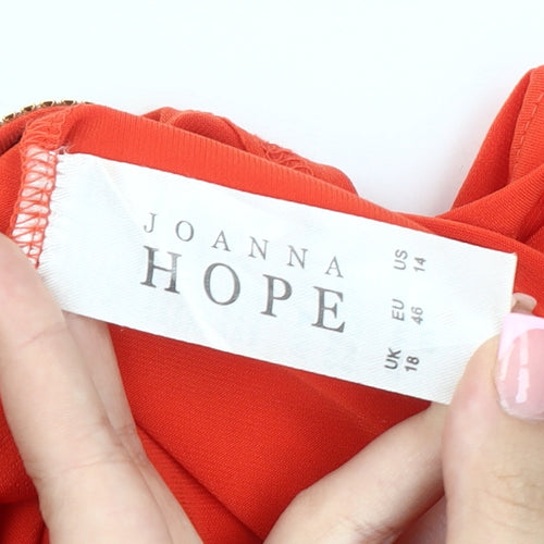 Joanna Hope Women's Orange V-Neck T-Shirt Size 18