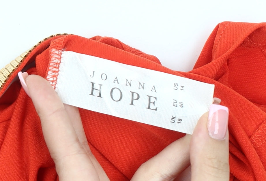 Joanna Hope Women's Orange V-Neck T-Shirt Size 18