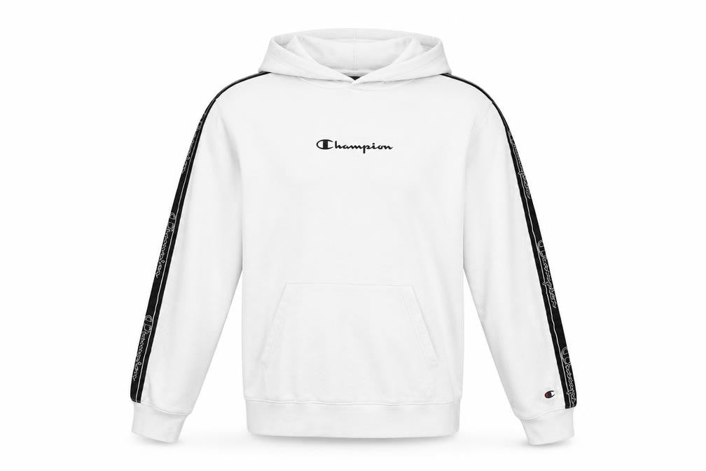 Front view of Champion Men's White Pullover Hoodie - Medium