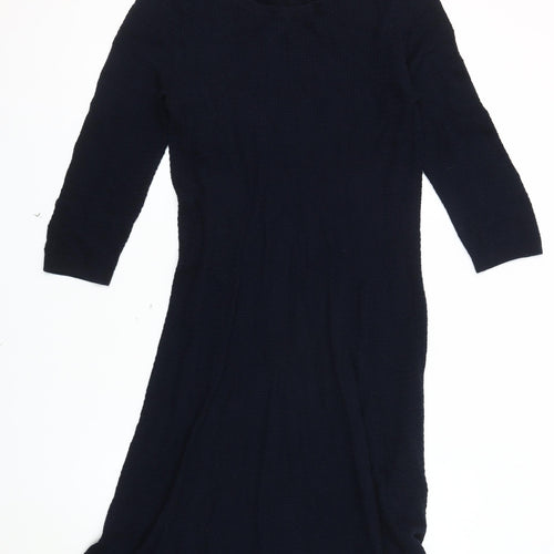 Next Women's Black Midi Shift Dress - Size 10, Casual Knit