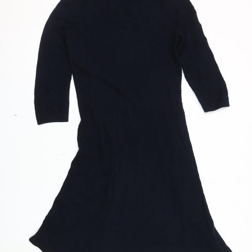 Next Women's Black Midi Shift Dress - Size 10, Casual Knit