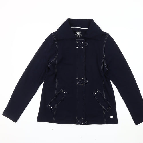 Women's Black Cotton Jacket, Size 10, Casual Style