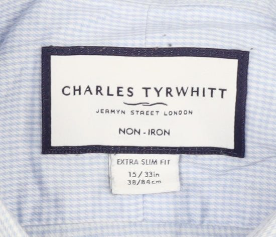 Charles Tyrwhitt Men's Blue Extra-Slim Casual Shirt 15