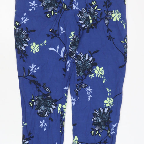 Marks and Spencer Women's Blue Floral Trousers Size 8