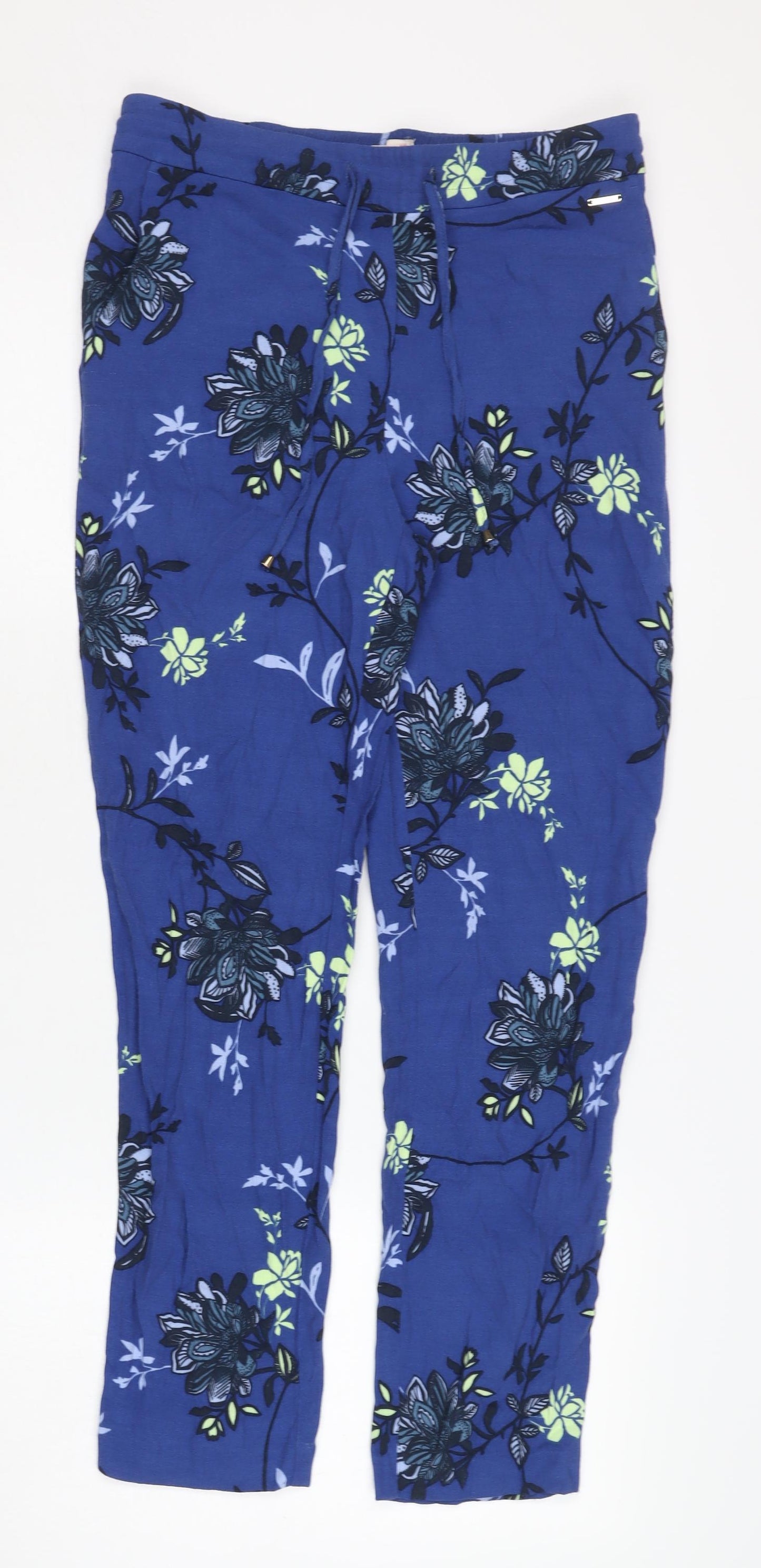 Marks and Spencer Women's Blue Floral Trousers Size 8