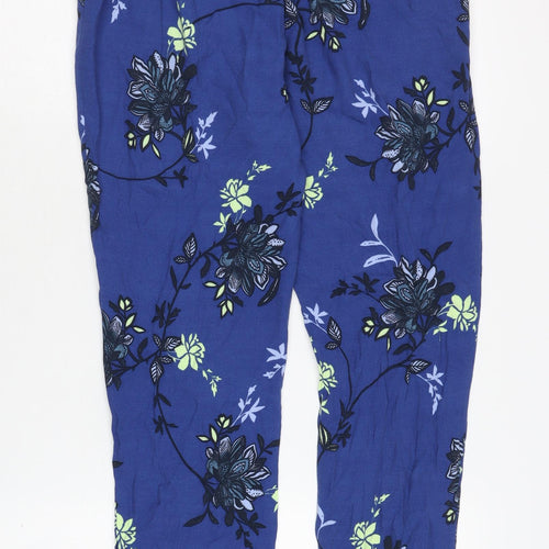 Marks and Spencer Women's Blue Floral Trousers Size 8