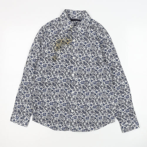 Next Boys' Multicoloured Floral Button-Up Shirt, Size 10