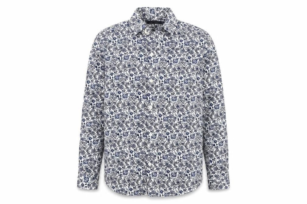 Front view of Next boys’' multicoloured floral button-up shirt, size 10