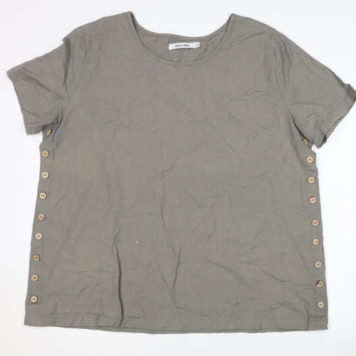 Alice Collins Women's Grey Button Accent Top Size 20
