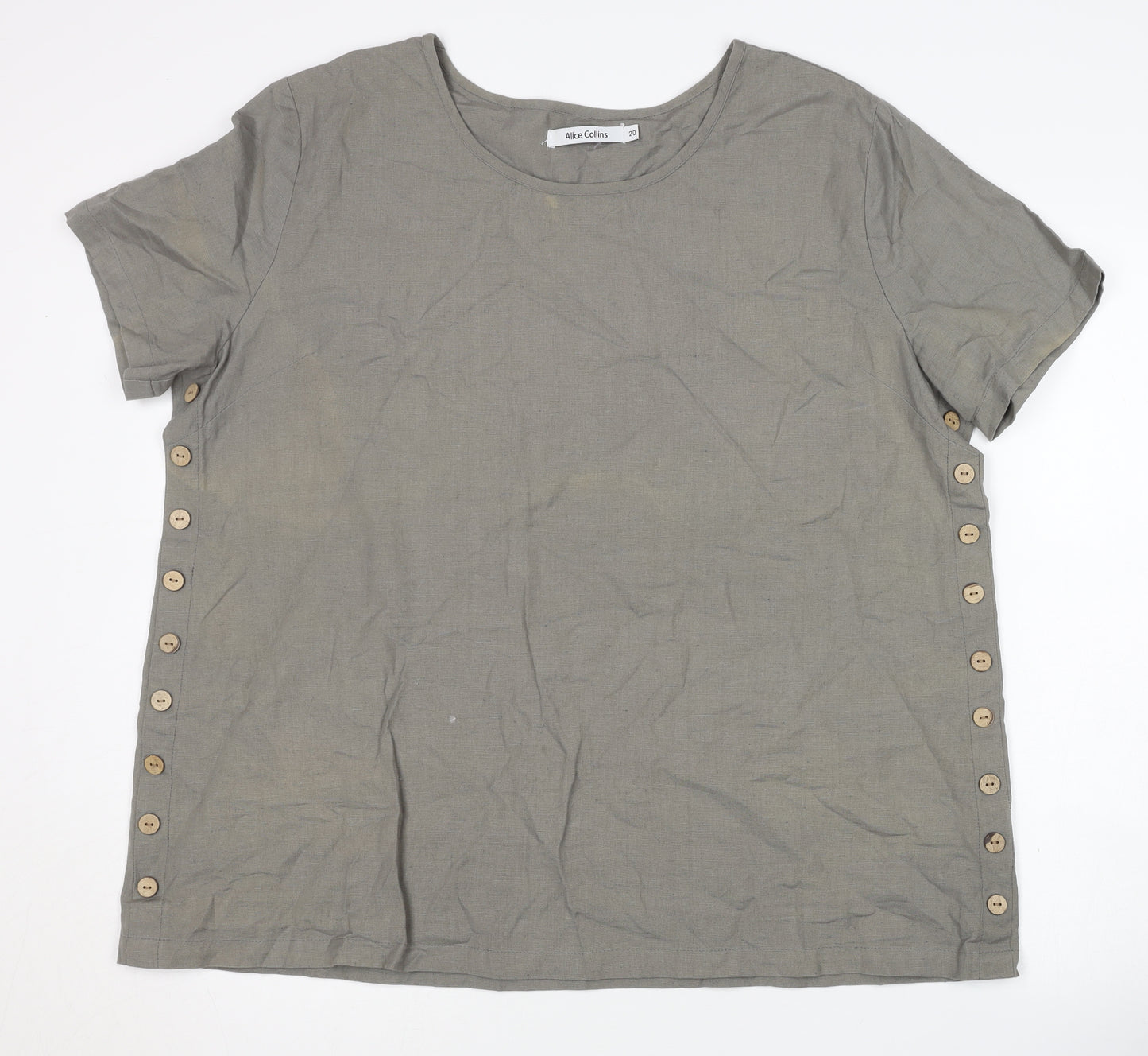 Alice Collins Women's Grey Button Accent Top Size 20