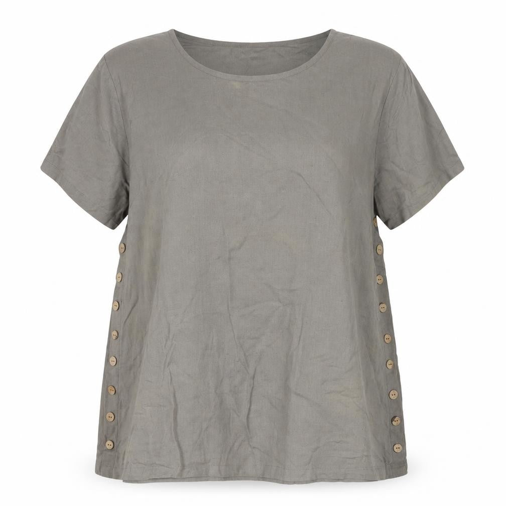 Front view of Alice Collins Women's Grey Button Accent Top, size 20